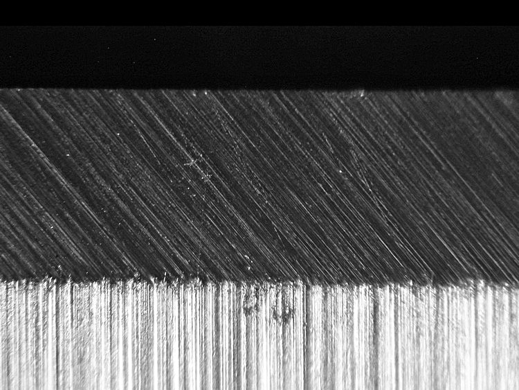 Microscope view of knife edge